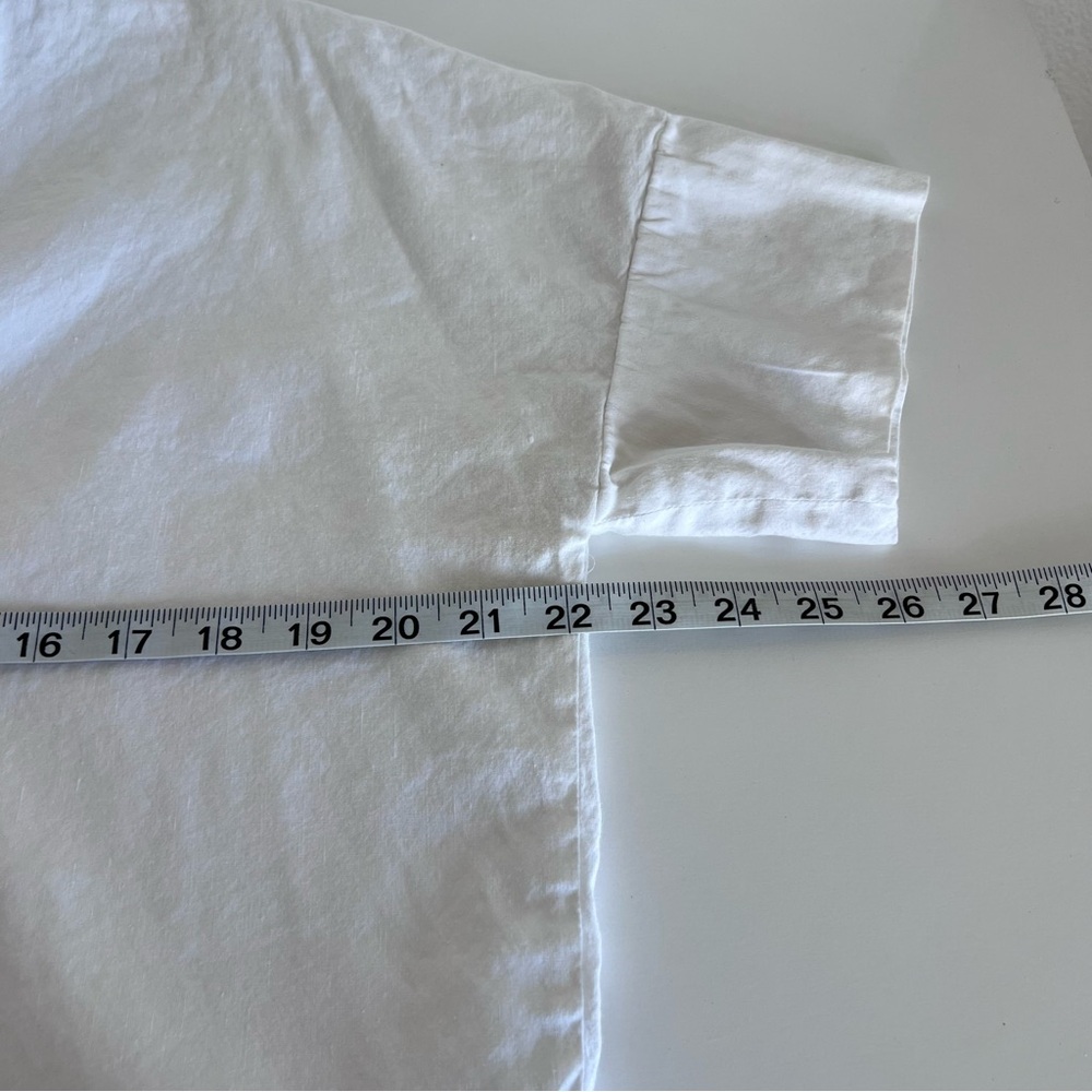 Vince‎ Women's Short Sleeve Linen Blend Popover Blouse White - Picture 9 of 10
